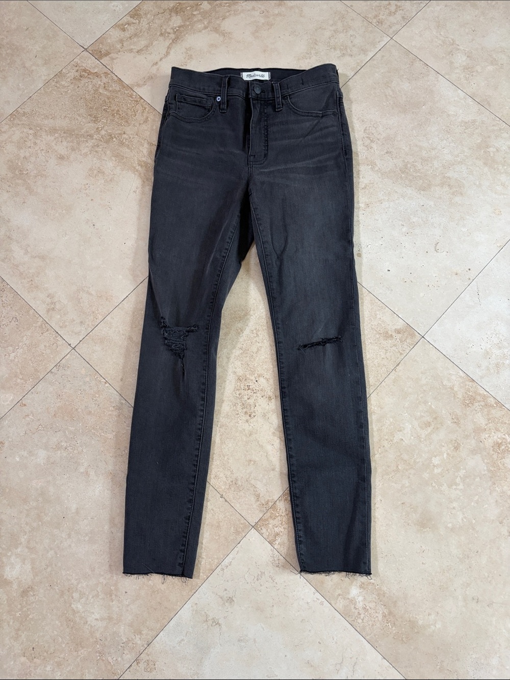 Madewell Black Jeans with Knee Rips